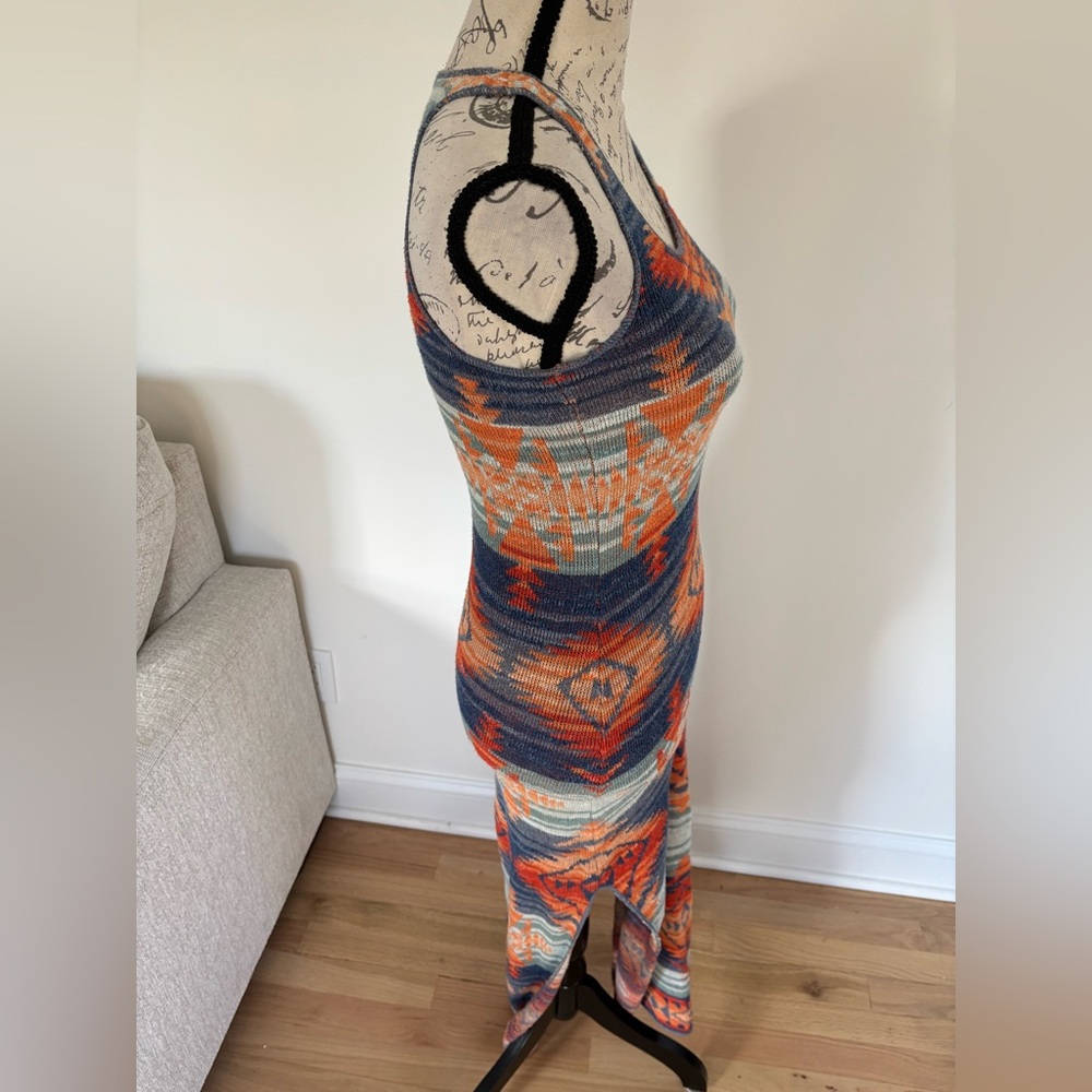 Denim & Supply Ralph Lauren Tribal Print Maxi Dress in Blue, Orange, Red - Picture 8 of 9